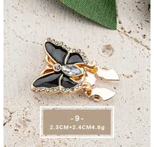 Zwarte Vlinder Button Cover met Kristallen – Trend Accessoire