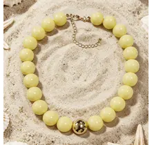 Gele Kralen Ketting met Gouden Detail – Vrolijke Statement Necklace