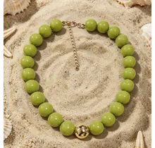 Groene Kralen Ketting met Gouden Detail – Trendy Fresh Look Necklace