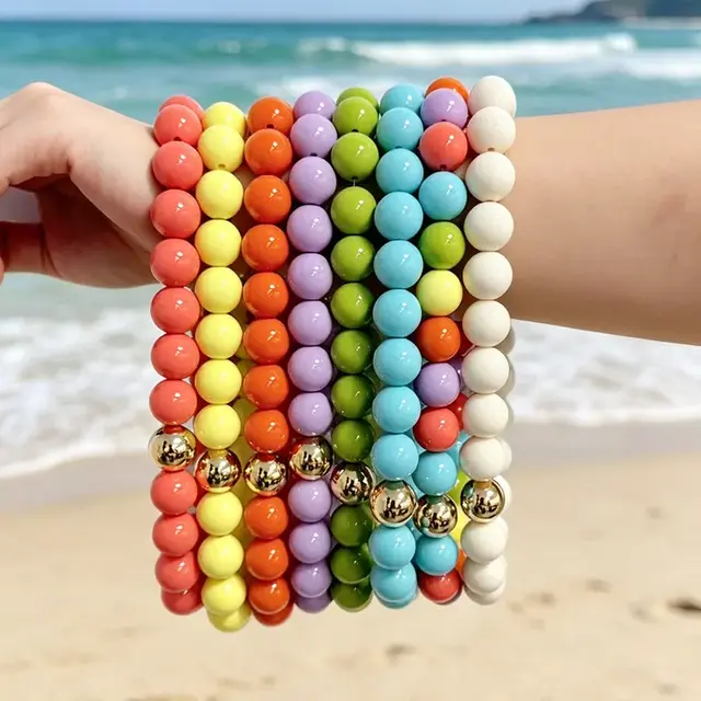 Oranje Kralen Ketting met Gouden Detail – Trendy Zomer Statement