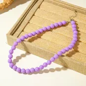 Lila Kralen Ketting 40+5 cm met Stainless Steel Sluiting – Trendy Pastel Necklace