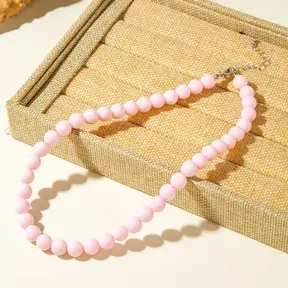 Licht Roze Kralen Ketting 40+5 cm – Feminine Necklace met Stainless Steel Sluiting