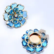 Button Cover Bloem Blauw – Trendy Blauwe Blouse Accessoire