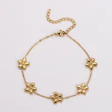 Stainless Steel Armband Bloemetjes Goud – Minimalistische Daisy Armband 20+5 cm