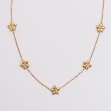 Stainless Steel Ketting Bloemetjes Goud – Daisy Necklace 45+5 cm Minimalistisch