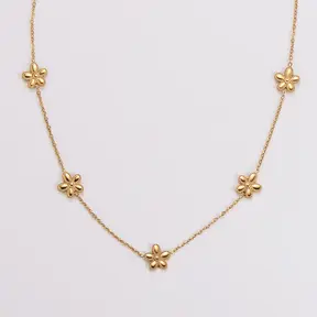 Stainless Steel Ketting Bloemetjes Goud – Daisy Necklace 45+5 cm Minimalistisch