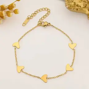 Stainless Steel Armband Hartjes Goud – Minimalistische Hartjes Armband Dames Waterproof