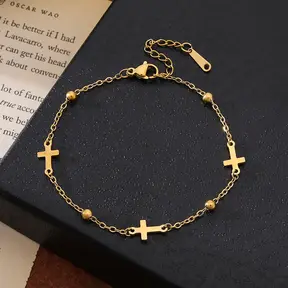 Stainless Steel Armband Kruisjes Goud – Minimalistische Kruis Armband Dames