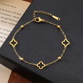 Stainless Steel Armband Klaver Goud – Minimalistische Klaver Armband Dames