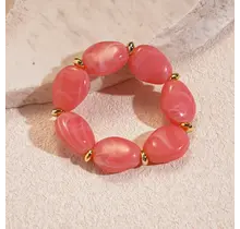 Resin Kralenarmband Lichtroze – Chunky Elastische Statement Armband