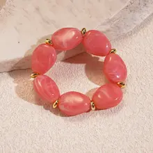 Resin Kralenarmband Lichtroze – Chunky Elastische Statement Armband