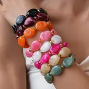 Resin Kralenarmband Lichtroze – Chunky Elastische Statement Armband