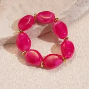 Resin Kralenarmband Fuchsia – Statement Armband met Glanzende Kralen