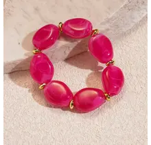 Resin Kralenarmband Fuchsia – Statement Armband met Glanzende Kralen