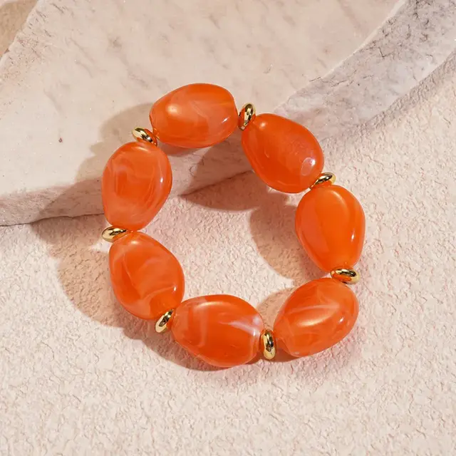 Resin Kralenarmband Oranje – Trendy Chunky Armband met Resin Kralen