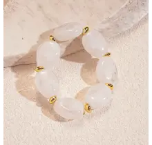 Resin Kralenarmband Wit – Minimalistische Chunky Armband met Glans