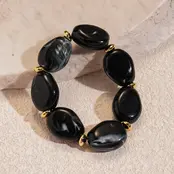 Resin Kralenarmband Zwart – Tijdloze Chunky Armband met Luxe Look