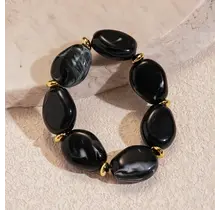 Resin Kralenarmband Zwart – Tijdloze Chunky Armband met Luxe Look