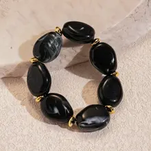 Resin Kralenarmband Zwart – Tijdloze Chunky Armband met Luxe Look