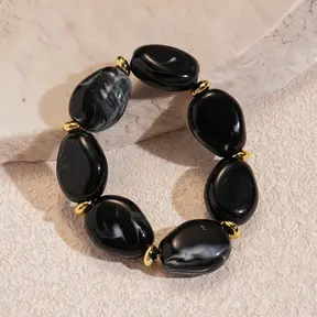 Resin Kralenarmband Zwart – Tijdloze Chunky Armband met Luxe Look