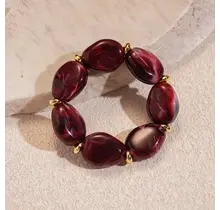 Resin Kralenarmband Bordeaux – Dieprode Statement Armband met Glans