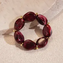 Resin Kralenarmband Bordeaux – Dieprode Statement Armband met Glans