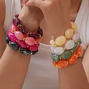 Resin Kralenarmband Bordeaux – Dieprode Statement Armband met Glans