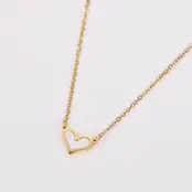 Stainless Steel Ketting Hartje Parelmoer Wit – Minimalistische Gouden Ketting 40+5 cm