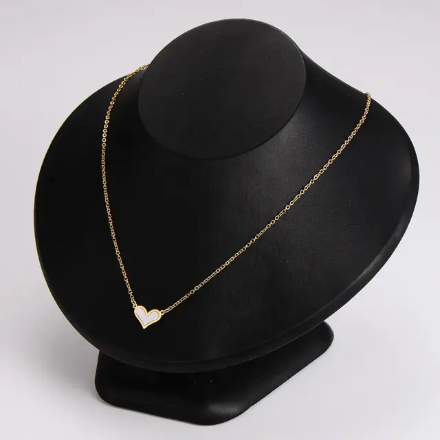 Stainless Steel Ketting Hartje Parelmoer Wit – Minimalistische Gouden Ketting 40+5 cm