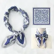 Blauw Wit Paisley Sjaaltje – Klassieke Trend Print