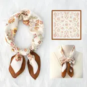 Crème Bruin Bloemen Sjaaltje – Zachte Natuurtinten