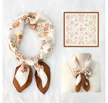 Crème Bruin Bloemen Sjaaltje – Zachte Natuurtinten