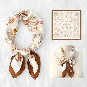 Crème Bruin Bloemen Sjaaltje – Zachte Natuurtinten