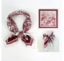 Rood Wit Toile de Jouy Sjaaltje – Klassiek Frans Design