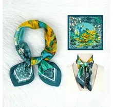 Turquoise Geel Abstract Sjaaltje – Modern & Kleurrijk