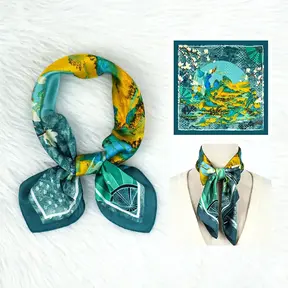 Turquoise Geel Abstract Sjaaltje – Modern & Kleurrijk