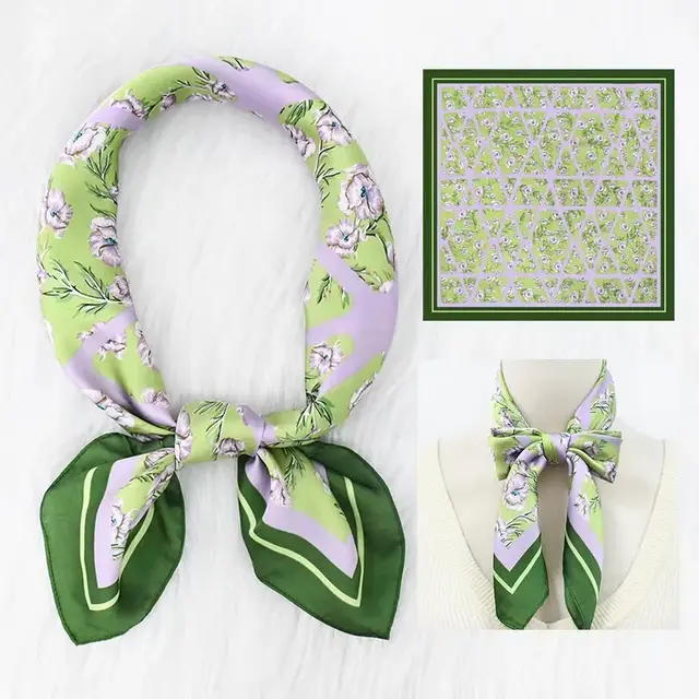 Groen Lila Bloemen Sjaaltje – Fresh & Trendy Look