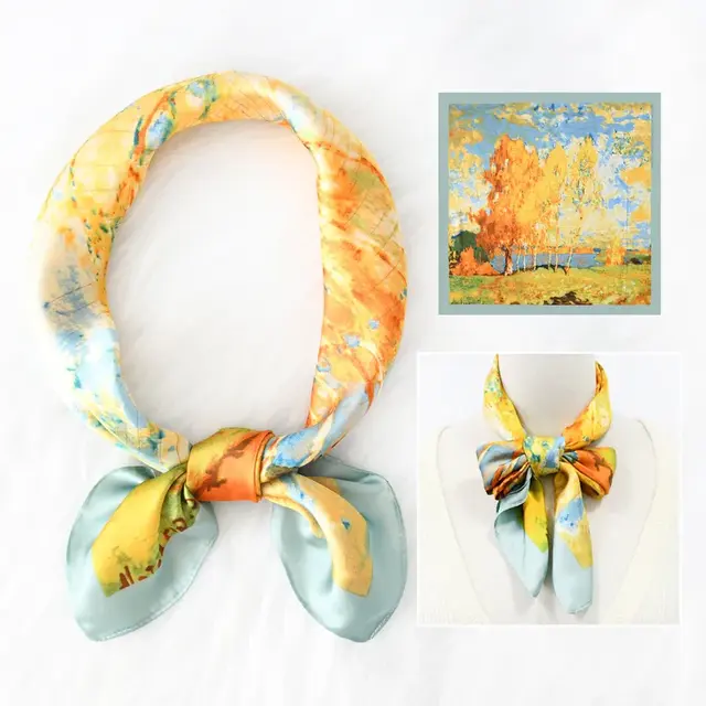 Geel Blauw Artistiek Sjaaltje – Schilderachtige Print