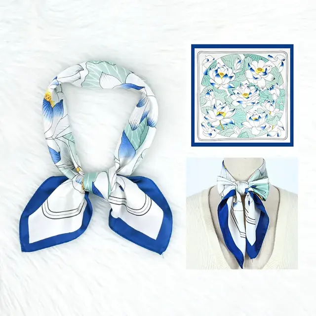 Blauw Wit Bloemen Sjaaltje – Klassiek & Stijlvol