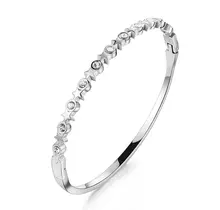 Stainless Steel Bangle met Sterren en Zirkonia – Trendy Zilveren Armband