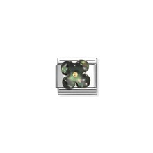 NOMINATION COMPOSABLE CLASSIC STONE SYMBOLS FLOWER MOTHER OF PEARL BLACK 030521/22