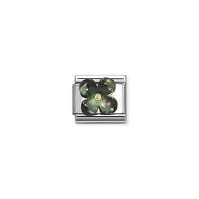 NOMINATION COMPOSABLE CLASSIC STONE SYMBOLS FLOWER MOTHER OF PEARL BLACK 030521/22