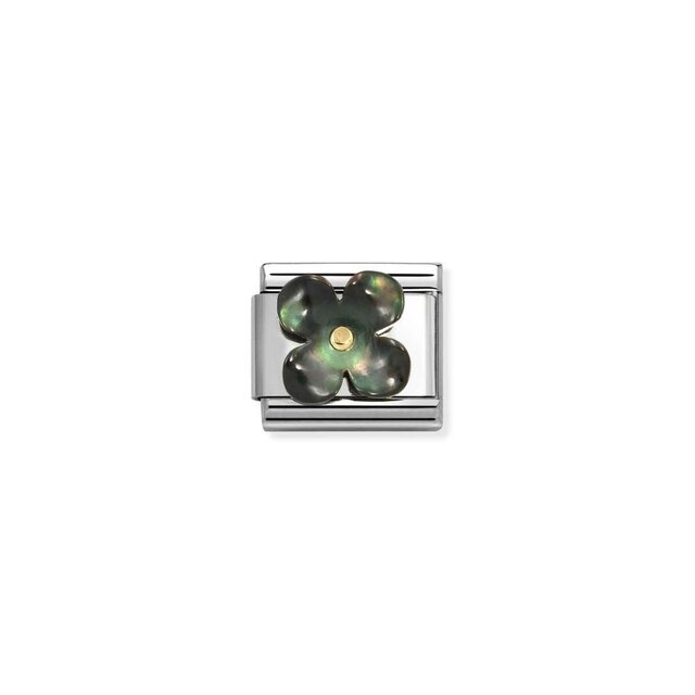 NOMINATION COMPOSABLE CLASSIC STONE SYMBOLS FLOWER MOTHER OF PEARL BLACK 030521/22