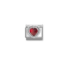 NOMINATION COMPOSABLE CLASSIC HEART WITH DOTS RICH SETTING RED 330606/005