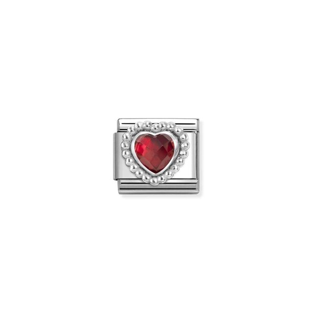 NOMINATION COMPOSABLE CLASSIC HEART WITH DOTS RICH SETTING RED 330606/005