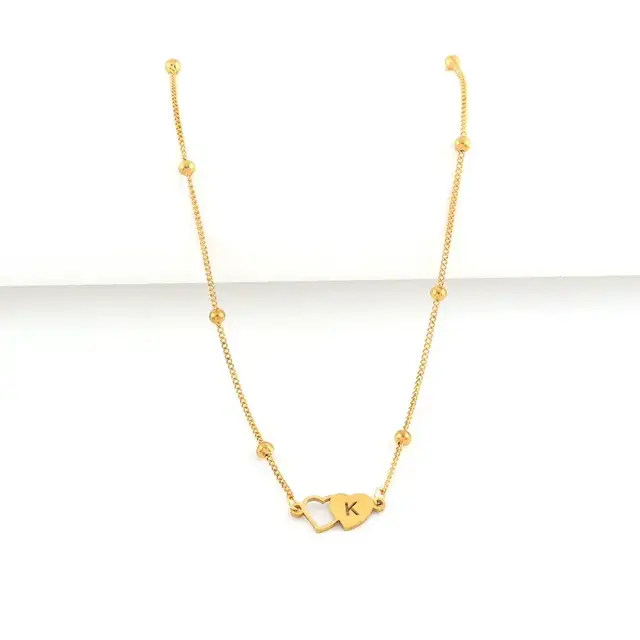 Initiaal Ketting Hartje Goudkleurig | Stainless Steel | Waterproof | Persoonlijk Cadeau