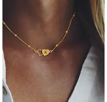 Initiaal Ketting Hartje Goudkleurig | Stainless Steel | Waterproof | Persoonlijk Cadeau