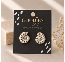Stainless Steel Schelp Oorknopjes Wit | Gouden Nautilus Oorbellen | Waterproof Studs