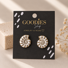 Stainless Steel Schelp Oorknopjes Wit | Gouden Nautilus Oorbellen | Waterproof Studs