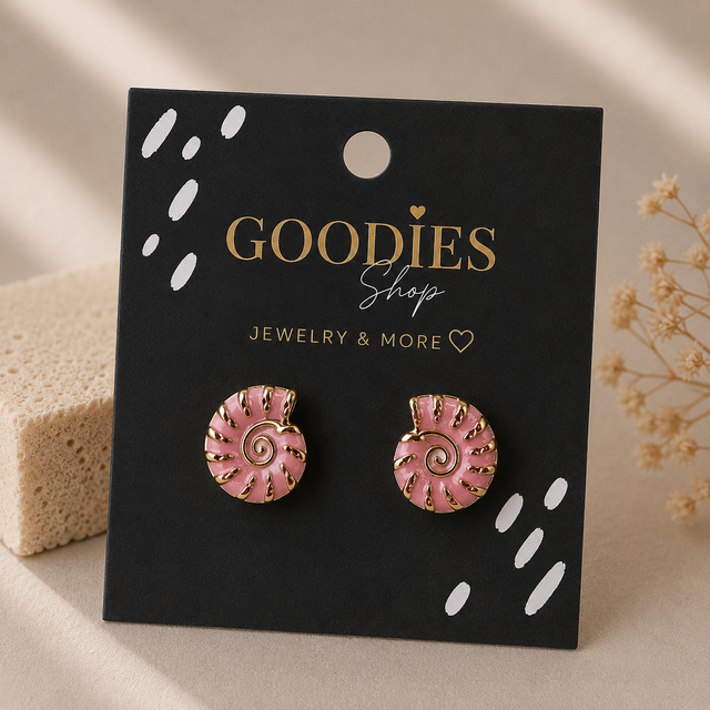 Stainless Steel Schelp Oorknopjes Roze | Gouden Nautilus Oorbellen | Waterproof Studs